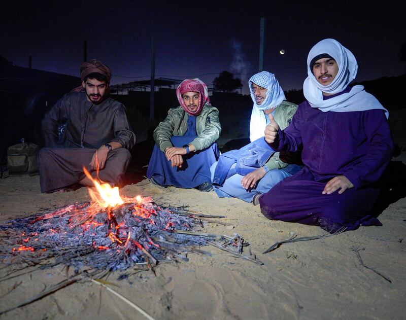 Rukna Region, Al Ain, United Arab Emirates, January 11, 2021. Al Ain residents, drove to the Rukna region to experience the  low temperatures of the area which went down to -4 degrees Celsius  at one point.                     
Victor Besa/The National
Section:  NA
Reporter:  Haneen Dajani