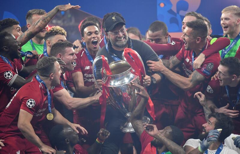 Klopp and his players with the European Cup. Reuters