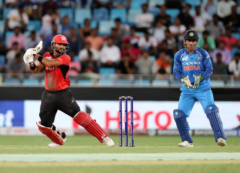 Dubai, United Arab Emirates - September 18, 2018:  Anshuman Rath of Hong Kong bats during the game between India and Hong Kong in the Asia cup. Tuesday, September 18th, 2018 at Sports City, Dubai. Chris Whiteoak / The National