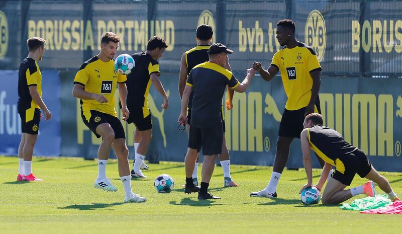 Dortmund players at training. Reuters