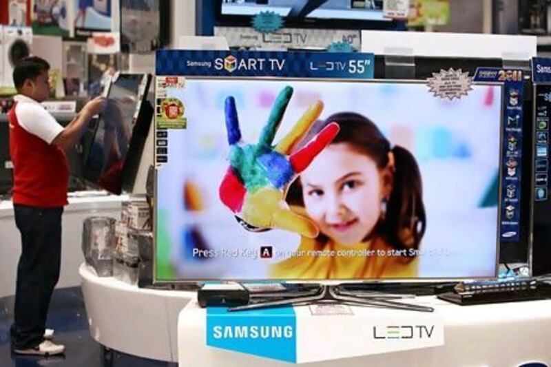 New generation LED TVs from companies such as Samsung have many in-built applications, including internet connectivity, allowing users access to video-streaming services at their convenience. Pawan Singh / The National