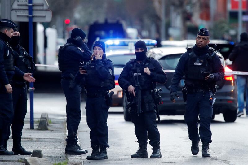 French police secure an area in Villejuif near Paris, France, January 3, 2020 after police shot dead a man who tried to stab several people in a public park.  REUTERS/Charles Platiau