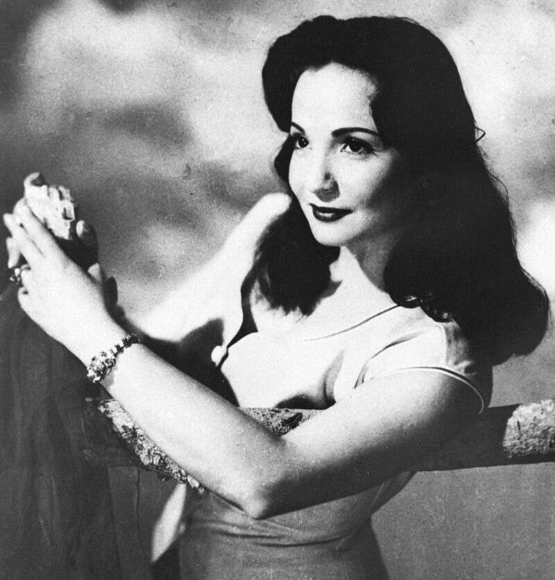 (FILES) This file picture dating back to the early 1950s shows Egypt's popular singer and actress Shadia, who after starring in 110 films and several musical plays since her debut in 1947, gave up both singing and acting in the mid 1980s. 
The 86-year-old film star passed away in Cairo on November 28, 2017 after falling into coma recently following a brain haemorrhage. Shadia was born in Egypt in 1931 as Fatma Shaker. / AFP PHOTO / STRINGER