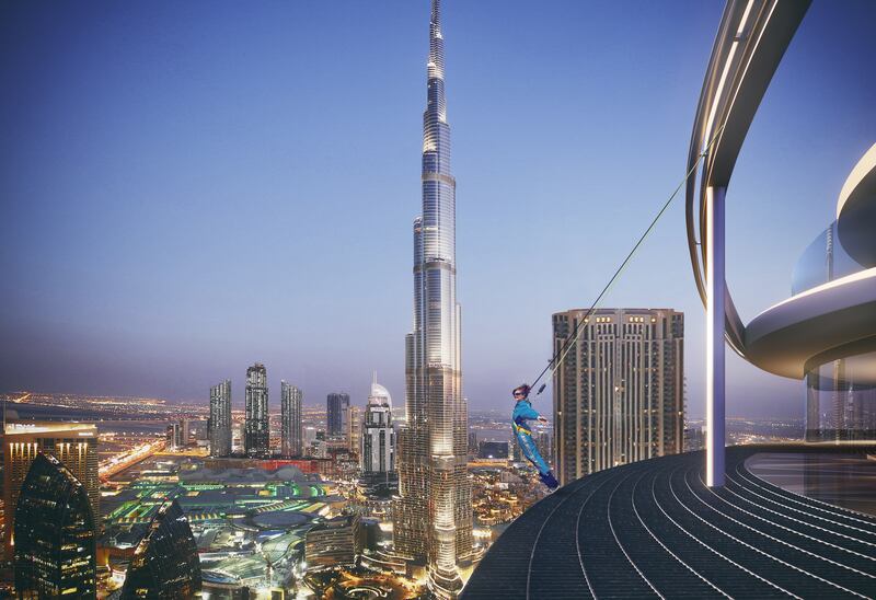 The Sky Views Edge Walk experience allows guests to step outside the building for a cool Dh699.