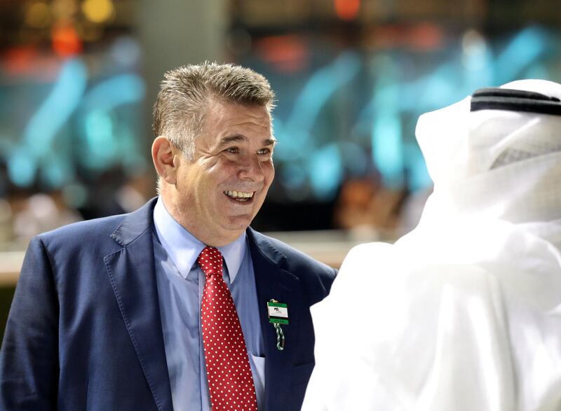 Dubai, United Arab Emirates - November 07, 2019: Trainer Doug Watson at the second meeting of the season at Meydan Racecourse. Thursday the 7th of November 2019. Meydan, Dubai. Chris Whiteoak / The National