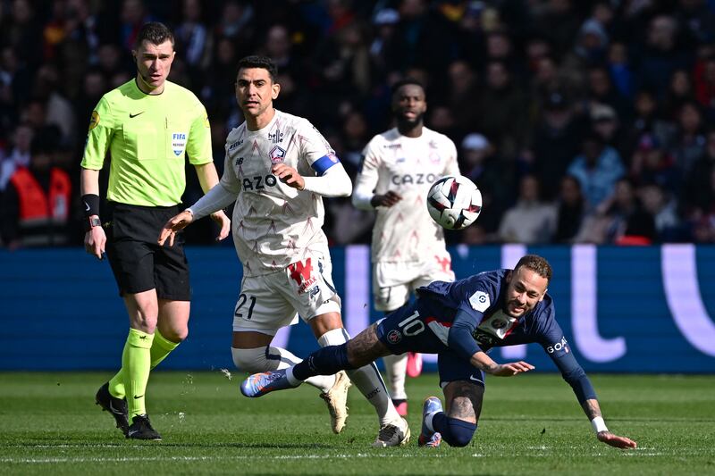 Paris Saint-Germain's Neymar is injured against Lille. AFP