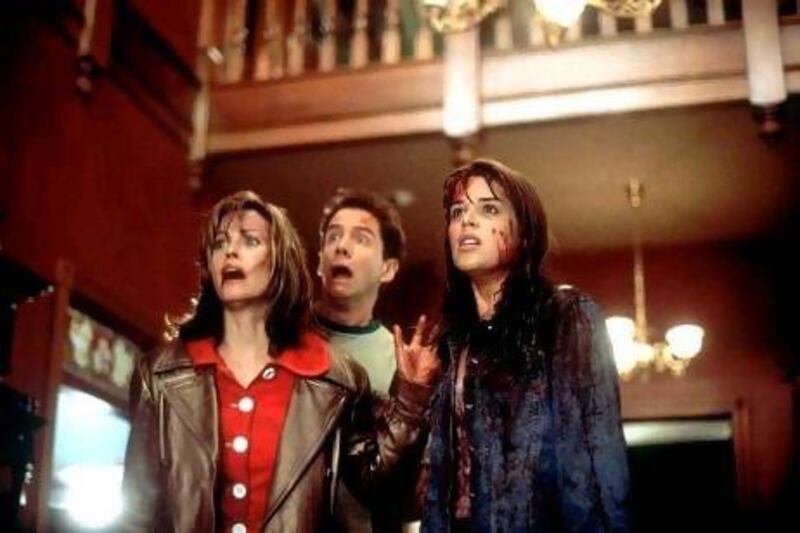 Scream, starring from left, Courtney Cox, Jamie Kennedy and Neve Campbell, spawned films such as Urban Legend.