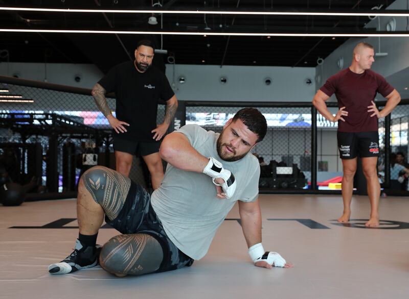Tai Tuivasa trains at Wellfit, JVC in Dubai before his UFC heavyweight fight in Paris, France. 