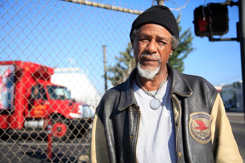 A Skid Row resident has seen better days. Photo: Jessica Jewell Lanier