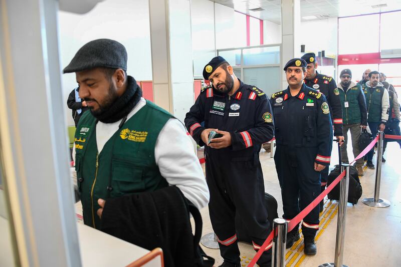 Saudi relief workers arrive in Turkey.Photo: KSrelief