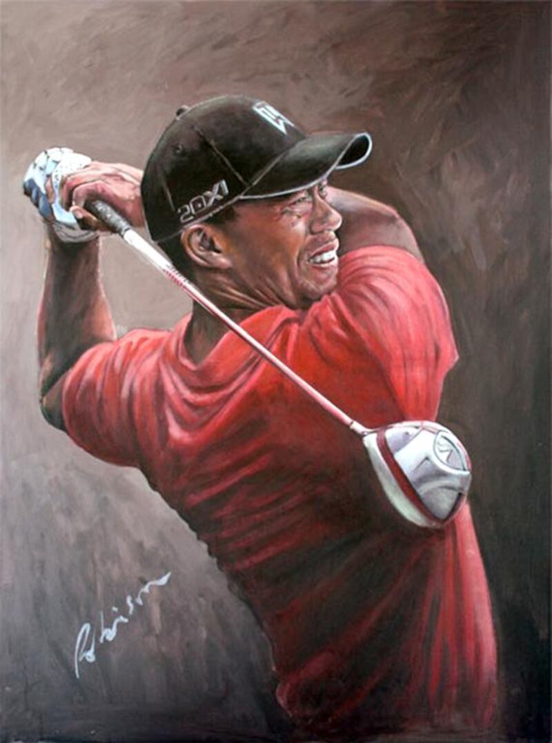 A painting of Tiger Woods by Mark Robinson. Courtesy Mark Robinson