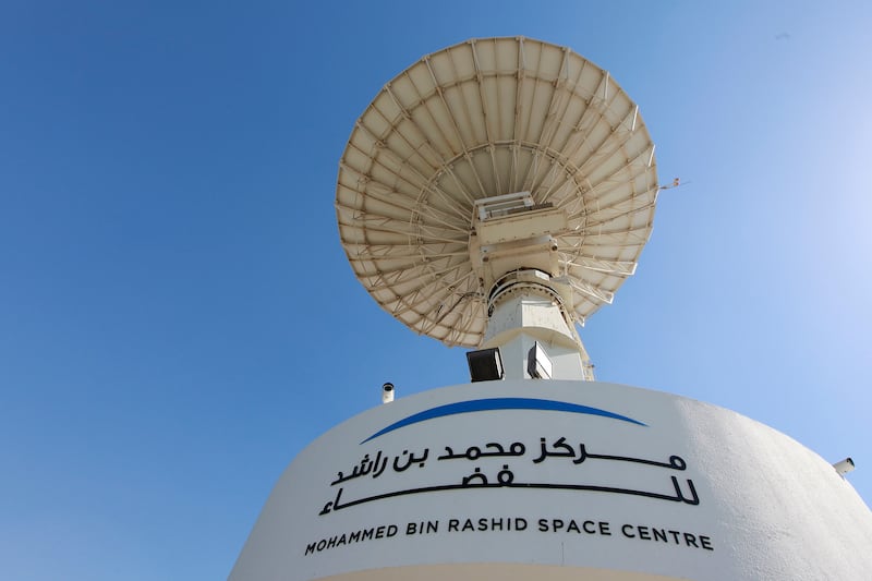 Dubai, United Arab Emirates - December 10, 2015.  This antenna picks up signal from the satellites, at the Mohammed Bin Rashid Space Centre.  ( Jeffrey E Biteng / The National )  Editor's Note;  ID 76495,  Rym G reports. *** Local Caption ***  JB101215-Spacecentre12.jpg