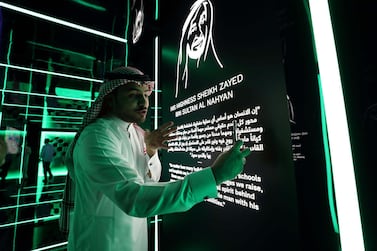 Abu Dhabi, United Arab Emirates - October 16, 2019: The launch of Mohamed bin Zayed University of Artificial intelligence. Wednesday the 16th of October 2019. Masdar City, Abu Dhabi. Chris Whiteoak / The National