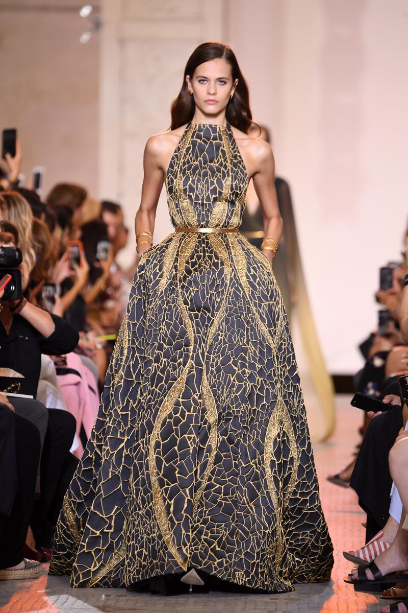 PARIS, FRANCE - JULY 04:  A model walks the runway during the Elie Saab Haute Couture Fall Winter 2018/2019  show as part of Paris Fashion Week on July 4, 2018 in Paris, France.  (Photo by Pascal Le Segretain/Getty Images for Elie Saab)