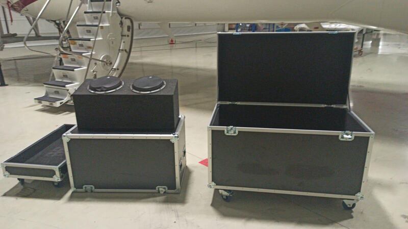 The metal instrument cases, allegedly to be used for escaping of ousted Nissan boss Carlos Ghosn seen at Ataturk International Airport, in Istanbul.  EPA