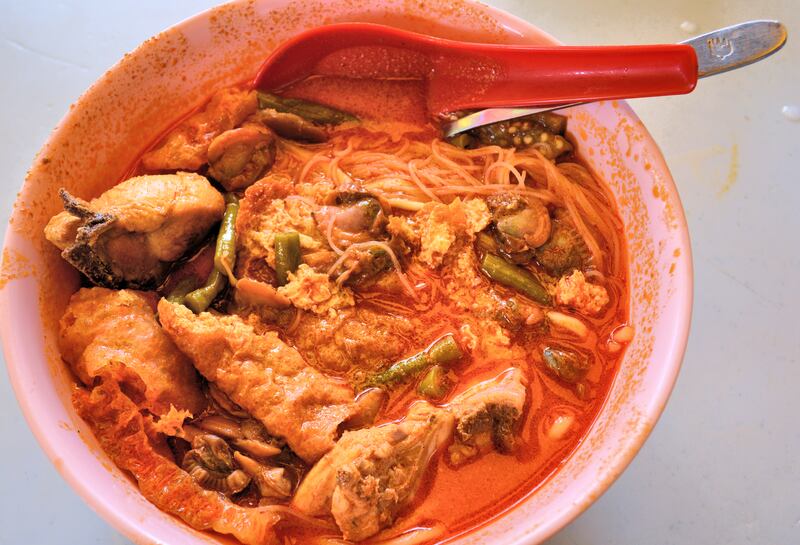 Laksa noodle soup in Kuala Lumpur's Chinatown