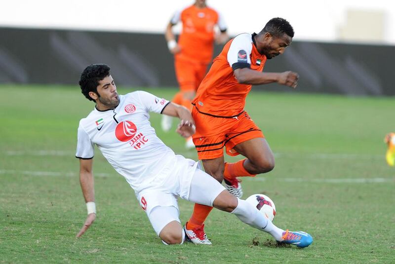Bakari Kone, right, made an instant impact on debut for Ajman, helping the club end an 11-match winless streak, against Al Jazira last week.