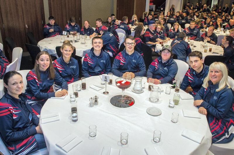 Image ©Licensed to i-Images Picture Agency. 07/03/2019. London, United Kingdom. Special Olympics World Summer Games Team SOGB Send-off Reception.

Competitors attend the Special Olympics World Summer Games Team SOGB Send-off Reception at the Holiday Inn hotel near London's High Street Kensington.

Picture by Pete Maclaine / i-Images