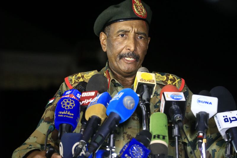 General Abdel Fattah Al Burhan, speaks during an army exercise on the outskirts of the capital Khartoum. AFP