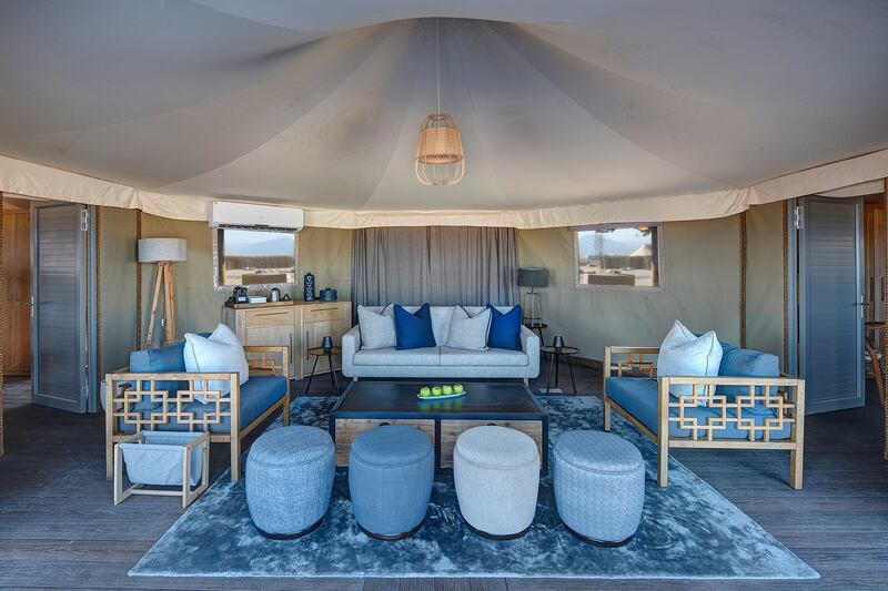 The tented rooms have nice big sitting areas. Sharjah Collection By Mantis