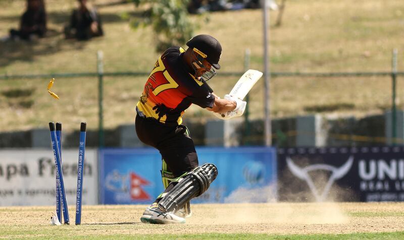 Chad Soper of PNG is bowled