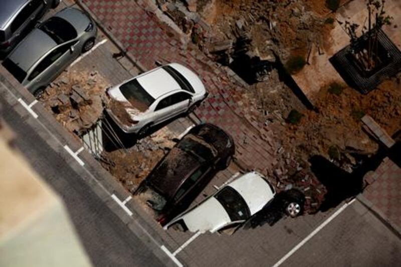 Abu Dhabi, United Arab Emirates, October 1, 2012:   Scene of a collapsed car park at the Al Rayyan development in the Khalifa City A area of Abu Dhabi October 1, 2012. Christopher Pike / The National