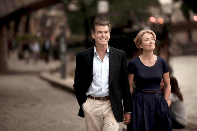 Pierce Brosnan and Emma Thompson portray a divorced couple who become jewel theives in The Love Punch. Courtesy Process Media