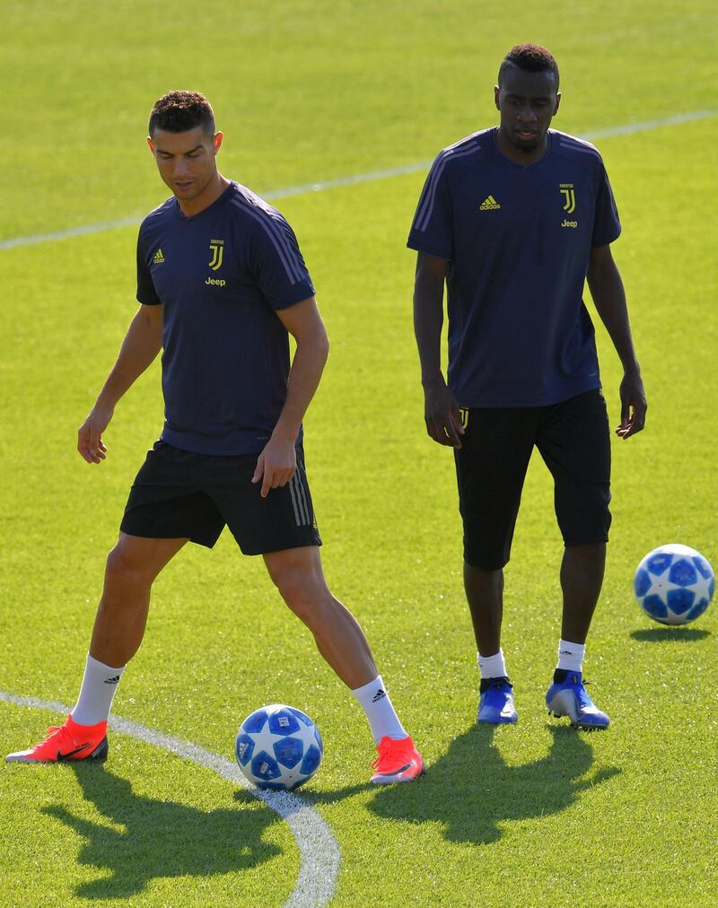 Cristiano Ronaldo and Blaise Matuidi attend a training session at the Juventus Continassa training centre in Turin. AFP