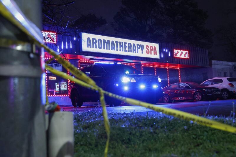 Crime scene tape is seen outside Aromatherapy Spa after shootings at a massage parlor and two day spas in the Atlanta area, in Georgia. Reuters