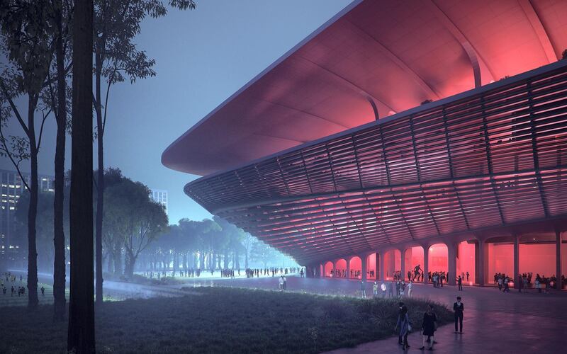 The futuristic stadium will have dedicated stations on the city's metro network.