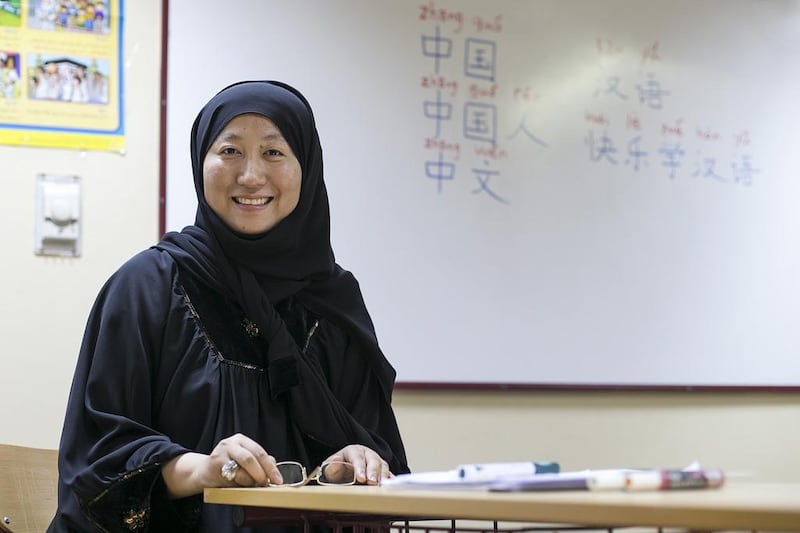 Reem Hong, who runs the Chinese-language institute Happy Mandarin, in Dubai. Mona Al Marzooqi / The National