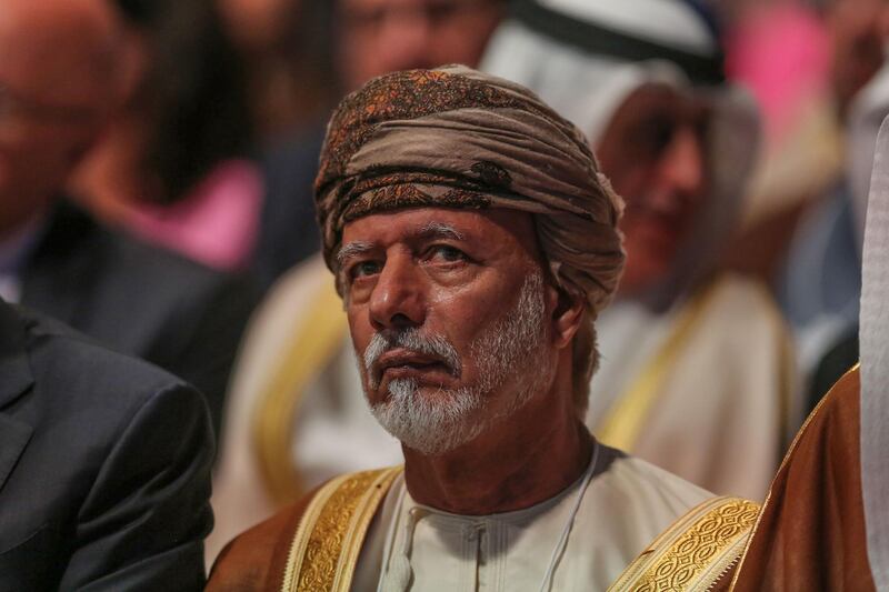 Oman's Foreign Minister Yusuf bin Alawi bin Abdullah attends the 2019 World Economic Forum on the Middle East and North Africa, at the King Hussein Convention Centre at the Dead Sea in Jordan on April 6, 2019.  / AFP / Khalil MAZRAAWI

