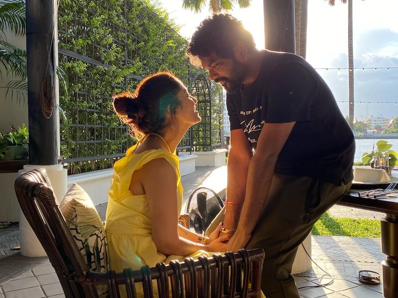 South Indian superstar Nayanthara and director Vignesh Shivan on honeymoon in Bangkok, Thailand after their wedding in early June. Photo: Instagram / wikkiofficial