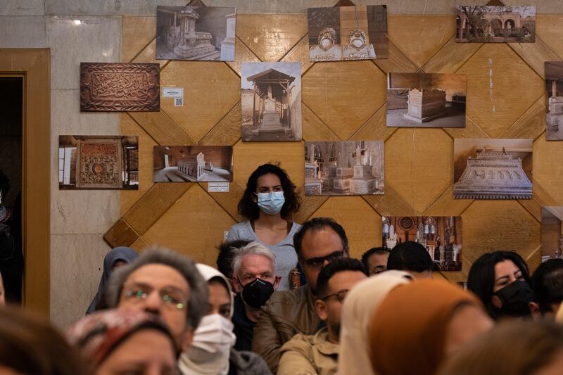 More than 200 people attended a photography exhibit and talk at the Greater Cairo Public Library in Zamalek on Saturday about saving the city’s historic cemeteries. Mahmoud Nasr / The National