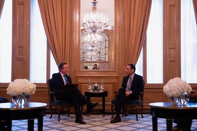Lord Cameron met Qatar's Prime Minister Sheikh Mohammed bin Abdulrahman Al Thani in London. Photo: Ben Dance / FCDO
