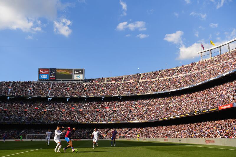 General view of the action during the match between Barcelona and Real Madrid at Camp Nou on October 24, 2021. Getty Images