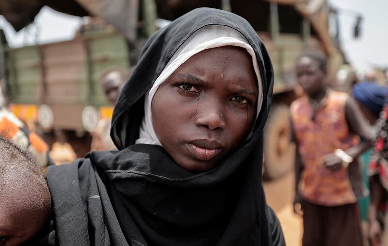Amani Abdullah, 20, fled the conflict in Geneina in Sudan's Darfur region. Reuters