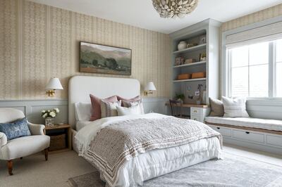 Wren's bedroom in the McGee home, complete with a discreet storage basket. Courtesy Studio McGee