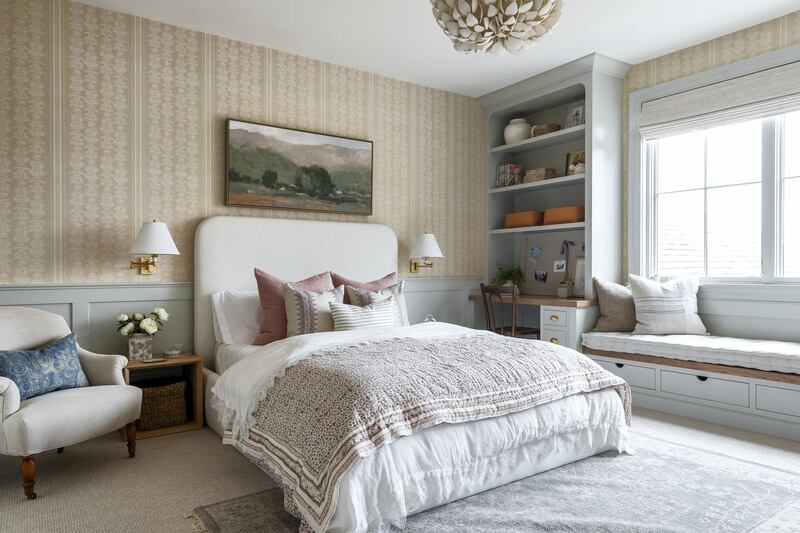 Wren's bedroom in the McGee home, complete with a discreet storage basket.