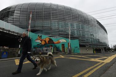 A general view of the Aviva Stadium as the Irish government advised that fans cannot be present during Euro 2020 games owing to the Covid-19 pandemic in Dublin. Reuters