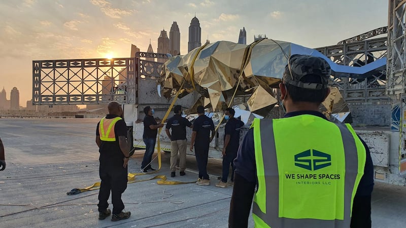 Videos of two animal sculptures by artist Idriss B went viral on Sunday, September 13, when they were seen flying through Dubai Marina by helicopter. All photos are courtesy of We Shape Spaces