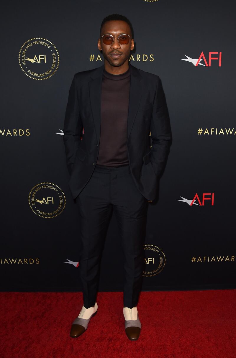 Mahershala Ali ('Green Book') certainly gets the award for looking cool. His Christian Louboutin ‘Alpha Male’ dress shoes complete the ensemble. AP