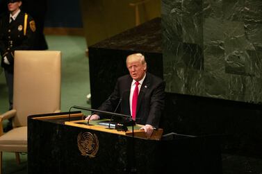 US President Donald Trump at last year's United Nations General Assembly. Jeenah Moon / Bloomberg