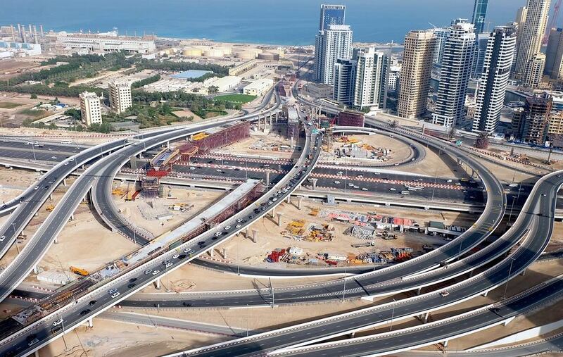 The Dh475 million Bluewaters Bridge under construction in Dubai. Courtesy RTA