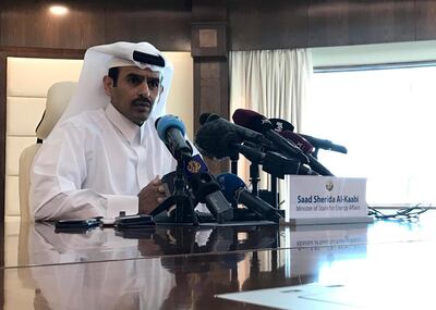 Saad Sherida Al-Kaabi, Qatari Minister of State for Energy Affairs, speaks during a press conference in the capital Doha on December 3, 2018. Qatar is to leave OPEC next month in order for the Gulf state to focus on gas production, Energy Minister Saad al-Kaabi announced at a Doha press conference. Kaabi added that OPEC, which Qatar joined in 1961, was told of the decision on Monday ahead of the announcement.
 / AFP / Anne LEVASSEUR
