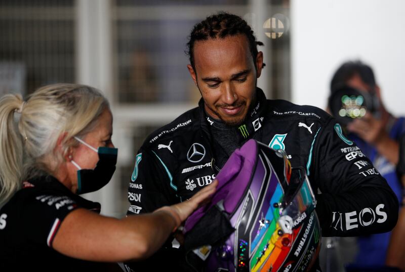Mercedes' Lewis Hamilton after clinching pole position for the Qatar GP. Reuters