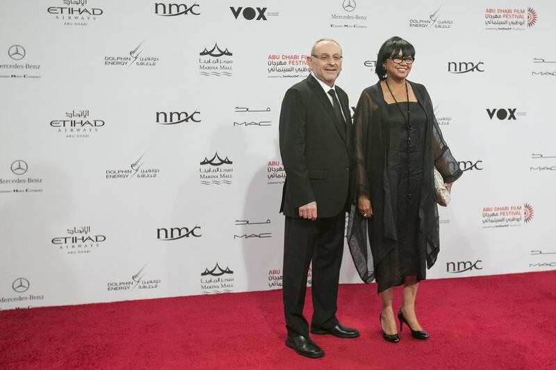 Cheryl Boone Issacs (right), Academy of Motion Picture Arts and Sciences President, on the Abu Dhabi Film Festival opening night red carpet. Mona Al-Marzooqi/ The National 

