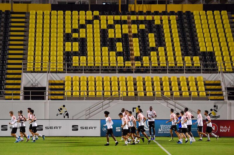 Valencia players training in Jeddah on Tuesday. AFP