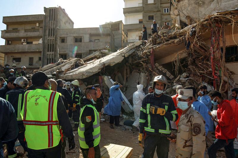 Rescuers in Derna, Libya, are struggling to cope with thousands of bodies after flooding. AFP