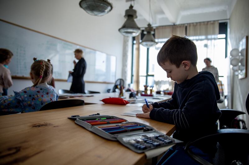 Refugee schoolchildren are given Ukrainian primary school education in Berlin, where they also have the choice of attending German schools. Getty